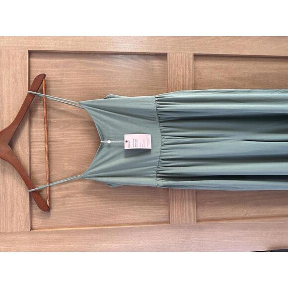 NWT Quince Tencel Jersey Wide Leg Jumpsuit Cropped Sage Green Women’s Medium - Picture 3 of 15